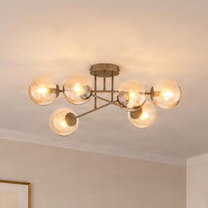 EMIBIG LIGHTING Stropna svetilka ROMA, bež, premer 75 cm, 6-žarilna, steklo/kovina, E14, zatemnjen, Bež, Dnevna soba / jedilnica, Steklo, Sodobni, Globus