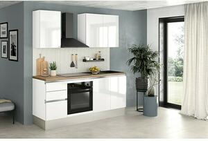 Marinelli Cucine Predsestavljena kuhinja hrast Gianna Natur (Širina: 195 cm, Bele barve, Anschlag desno, Z električnimi napravami)