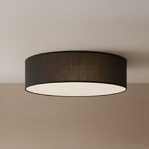 Milagro Lighting Stropna svetilka Marshall, črna, Ø 50 cm, kovina/ratan, zatemnjen, Črna, Dnevna soba / jedilnica, Les, Sodobni