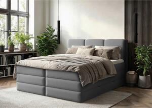 POSTELJA BOXSPRING 180 cm x 200 cm , les, tekstil, leseni material antracit