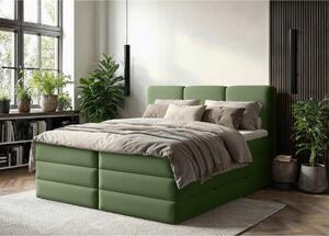 BOXSPRING POSTELJA 160 cm x 200 cm , les, tekstil, leseni material zelena