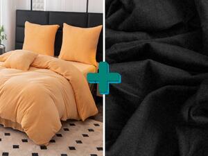 Set mikroplušastih prevlek FUZZA + JERSEY rjuha EXCLUSIVE 90x200 cm črna, enojna postelja
