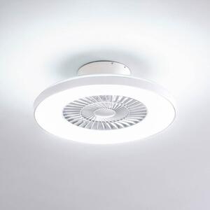 Lindby Smart LED stropni ventilator Paavo, bel, tih, Tuya, zatemnjen, Bela, Dnevna soba / jedilnica, Plastika, Sodobni