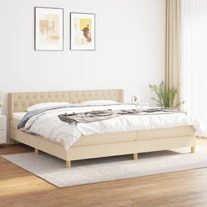 VidaXL Box spring postelja z vzmetnico krem 200x200 cm blago