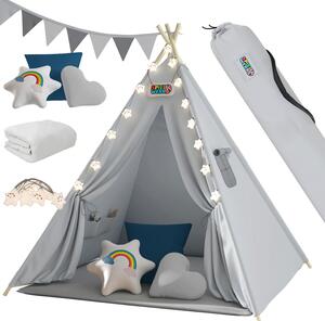 Otroški šotor tipi JULIUS, 120x120x160cm, siva/modra Spielwerk