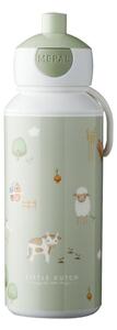Svetlo zelena plastična otroška steklenička za vodo 400 ml Little Farm by Little Dutch – Mepal