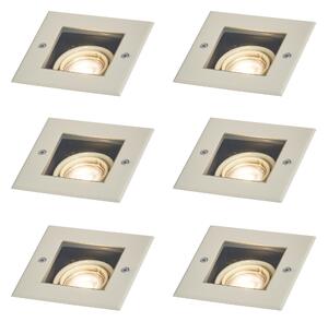 Komplet 6 modernih bež talnih reflektorjev GU10 50 mm vrtljivih in nagibnih IP65 - Oneon