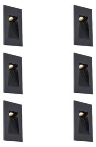 Komplet 6 modernih vgradnih stenskih svetilk črne barve 7 cm vklj. LED IP65 - Trem