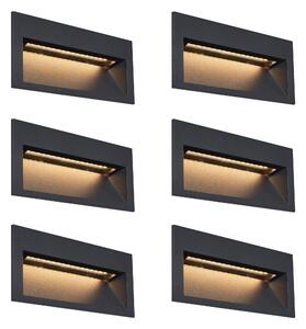 Moderna vgradna stenska svetilka črna 16cm z LED IP65 - Mert