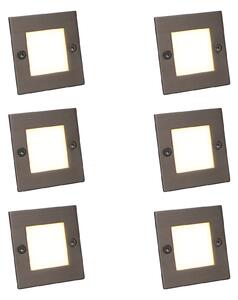 Komplet 6 modernih vgradnih reflektorjev jeklo vklj. LED - Square 7