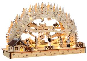 Božični LED lok CLEMENT, 45x12,5x28cm, naravna rjava Monzana