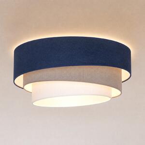 Duolla Stropna svetilka Trio, temno modra/bež, Ø 60 cm, tekstil, E27, Modra, Kuhinja, Tkanine / tekstil, Mladostno bivanje