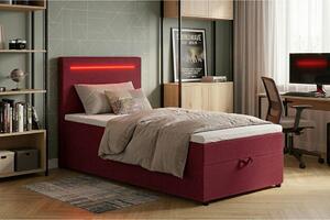 POSTELJA Z VZMETNICO 100 cm x 200 cm , tekstil, leseni material rdeča