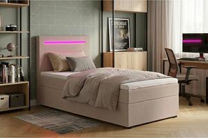 POSTELJA Z VZMETNICO 100 cm x 200 cm , tekstil, leseni material roza