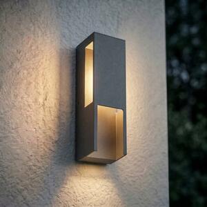 Lindby LED zunanja stenska svetilka Enyra, črna, 27 cm, IP65, Črna, Aluminij, Sodobni