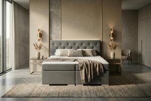 BOXSPRING POSTELJA 180 cm x 200 cm , tekstil, leseni material temno siva