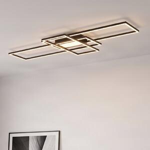 Lindby Ismera LED stropna svetilka 3 okvirji, antracit, zatemnjen, Črna, Dnevna soba / jedilnica, Kovina, Sodobni