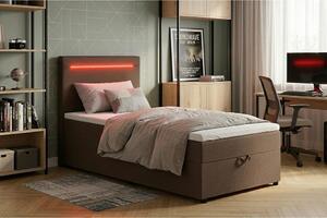 POSTELJA Z VZMETNICO 100 cm x 200 cm , tekstil, leseni material rjava