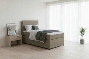 BOXSPRING POSTELJA 90 cm x 200 cm , tekstil, leseni material peščene barve
