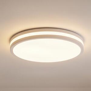 Lindby Arnim LED stropna svetilka, bela, plastika, Ø 49 cm, IP44, zatemnjen, Bela, Kopalnica, Plastika, Sodobni