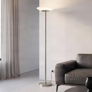 Lindby LED-stoječa svetilka Ragna, nikljev, kovinska, z možnostjo zatemnitve, zatemnjen, Siva, Dnevna soba / jedilnica, Steklo, Sodobni