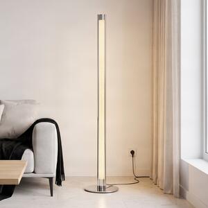 Lindby LED-stojna svetilka Hadis, RGB, daljinski upravljalnik, bela, 120 cm, zatemnjen, Kovinska, Dnevna soba / jedilnica, Plastika, Sodobni