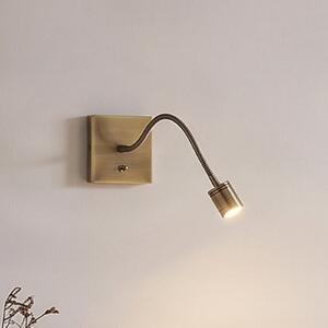 Lindby LED stenska svetilka Mayar, 2, medeninasta, bralna svetilka, 11 cm, Bronasta / starinska medenina, spalnica, Kovina, Sodobni