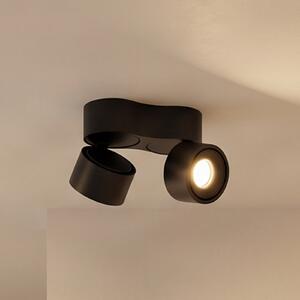 Arcchio LED stropni reflektor Rotari, 1240lm, 2-krilni, črn, zatemnjen, Črna, Dnevna soba / jedilnica, Aluminij, Sodobni