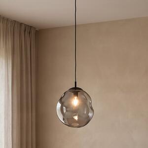 TK Lighting Steklena viseča svetilka Sol, Ø 35 cm, črna/dimno siva, zatemnjen, Prozorna, Dnevna soba / jedilnica, Steklo, Sodobni
