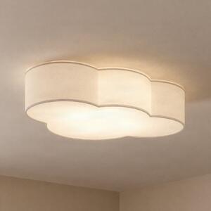 TK Lighting Stropna svetilka Cloud, bela, tekstil, dolžina 62 cm, E27, 4-svetlobna., zatemnjen, Bela, Dnevna soba / jedilnica, Tkanine / tekstil, Mladostno bivanje