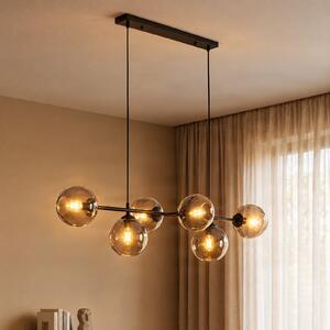 EMIBIG LIGHTING Steklena viseča svetilka, 8-svetlobna, črna, grafit, steklo, E14, zatemnjen, Črna, Dnevna soba / jedilnica, Steklo, Sodobni, Globus