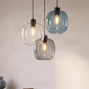 TK Lighting Elio viseča svetilka, steklo, modra/čista/siva, Ø 52 cm, 3-svetlobna, zatemnjen, Prozorna, Dnevna soba / jedilnica, Steklo, Sodobni, Obeski v svežnju