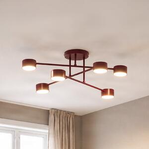 EMIBIG LIGHTING Stropna svetilka HALO, temno rdeča, premer 60 cm, 6-žarilna, kovinska, GX53, zatemnjen, Rdeča, Dnevna soba / jedilnica, Kovina, Sodobni, Polkrožni strop z razmikom