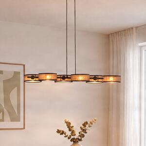 EMIBIG LIGHTING Visoka svetilka DRUMZ, rjava, dolžina 100 cm, 6-žarilna, tekstil, E14, zatemnjen, Rjava / rjasta, Dnevna soba / jedilnica, Tkanine / tekstil, Sodobni