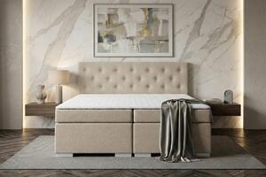 BOXSPRING POSTELJA 180 cm x 200 cm , tekstil, leseni material bež