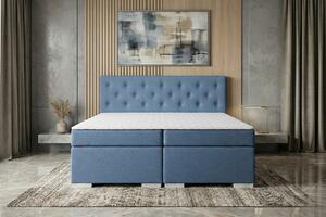 BOXSPRING POSTELJA 180 cm x 200 cm , tekstil, leseni material modra