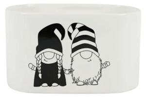 Božični lonec GNOME LOVE keramičen 19,5x11 cm, bel