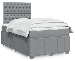 VidaXL Boxspring postelja z vzmetnico svetlo siva 120x190 cm blago