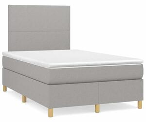 VidaXL Boxspring postelja z vzmetnico svetlo siva 120x190 cm blago