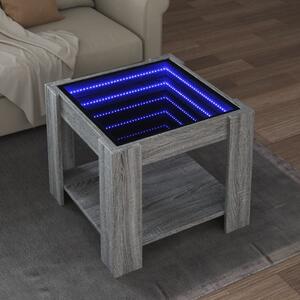 VidaXL Klubska mizica LED siva sonoma 53x53x45 cm inženirski les