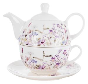 Bel/vijoličen porcelanast čajni servis Louka – Orion