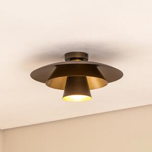 Luminex Stropna svetilka Plato, titan/zlata, kovina, Ø 38 cm, E27, zatemnjen, Siva, Dnevna soba / jedilnica, Kovina, Sodobni