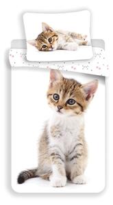 Bela enojna bombažna otroška posteljnina 140x200 cm Kitten – Jerry Fabrics