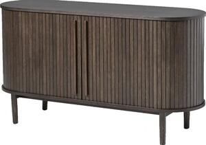 Rjava komoda v hrastovem dekorju z drsnimi vrati 140x76x45 cm Meta – Unique Furniture