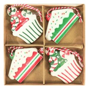 Set 4 kosov božičnih okraskov CHRISTMAS PATISSERIE 6 cm
