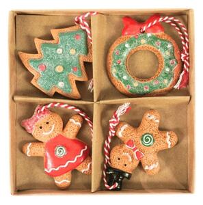 Set 4 kosov božičnih okraskov GINGERBREADS 6 cm