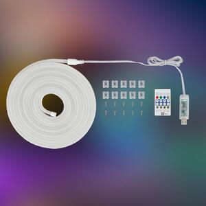 Briloner LED-trak RGBIC Neon, bel, 5 metrov, USB, senzor za glasbo, zatemnjen, Bela, Študija / pisarna, Plastika, Sodobni