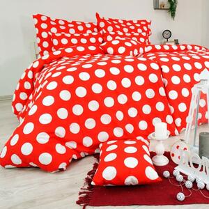 Bombažna posteljnina Dots rdeča EMI, Standardni enojni posteljni komplet vključuje 1x 140x200 + 1x 70x90