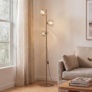 TK Lighting Stojna svetilka Lava, pesek/konjak, steklo, 151 cm, 3-žarilna, G9, Bež, Dnevna soba / jedilnica, Steklo, Sodobni