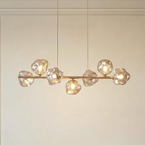 TK Lighting Visoka svetilka Lava, 7-žarčna, dolžina 90 cm, barva pesek/konjak, G9, zatemnjen, Bež, Dnevna soba / jedilnica, Steklo, Sodobni